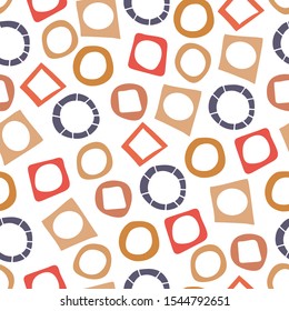Abstract Seamless Pattern With Hand Drawn Geometric Elements. Cute Vector Illustration. Colorful Print.