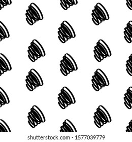 Abstract seamless pattern with hand drawn squiggle. Black scribble on white background. Vector illustration.