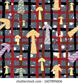 Abstract Seamless Pattern with hand drawn elements. Vector Illustration