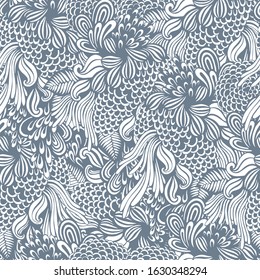 Abstract seamless pattern with hand drawn textures. Vector background.