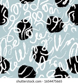 Abstract seamless pattern hand drawn shapes brush stroke vector. There is a swatch in the panel