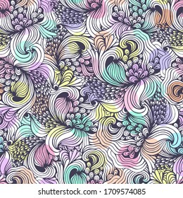 Abstract seamless pattern with hand drawn textures. Vector background.