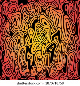 Abstract seamless pattern with hand drawn waves.Vector monochrome background with wavy doodle stripes, black line
