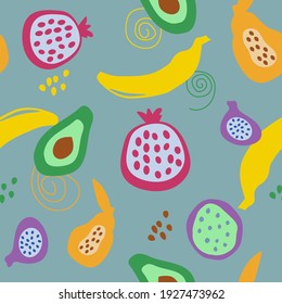 Abstract Seamless pattern. Hand drawn fruit in a simple shape.
 suitable for printing textiles, paper. vector