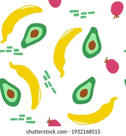 Abstract Seamless pattern. Hand drawn fruit in a simple shape.
 suitable for printing textiles, paper. vector