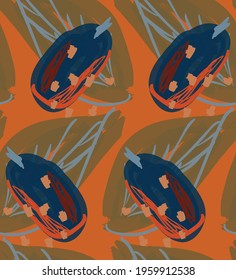 Abstract seamless pattern with hand drawn scribbles. Bright colored doodles made by marker crayon paint. Rough ink blobs and splashes with floral garden motif. Artistic wallpaper wrapping design.