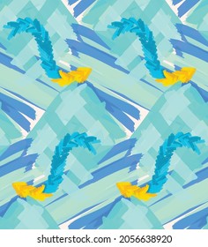 Abstract seamless pattern with hand drawn scribbles. Bright colored doodles made by marker crayon paint. Rough ink blobs and splashes with floral garden motif. Artistic wallpaper wrapping design.