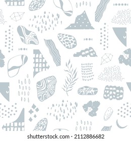 Abstract seamless pattern with hand drawn textures. Vector background.