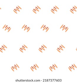 Resumen de un patrón sin fisuras con formas ovaladas dibujadas a mano en colores corales y anaranjados sobre fondo blanco Ilustración vectorial para envolver papel, textil, tela, embalaje decoración Estilo plano Doodle