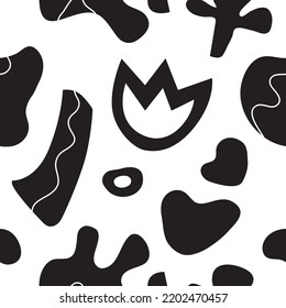 Abstract seamless pattern. Hand drawn organic shapes, doodles  elements.