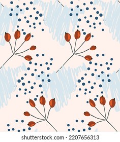 Abstract seamless pattern with hand drawn scribbles. Bright colored doodles made by marker crayon paint. Rough ink blobs and splashes with floral garden motif. Artistic wallpaper wrapping design.