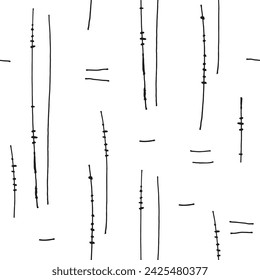 Abstract seamless pattern with with hand drawn elements. Vector minimalist background with lines.