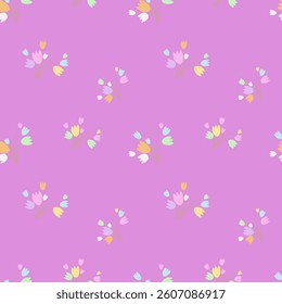 Abstract seamless pattern with hand drawn vintage groovy daisy flowers. Seamless abstract pattern with colorful, bright flowers. Patterns in bright, fresh, spring colors.
