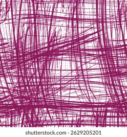 Abstract seamless pattern with hand drawn vertical and horizontal red hatches on white background. Grunge, doodle style