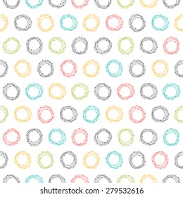 Abstract seamless pattern with hand drawn circles. Vector illustration
