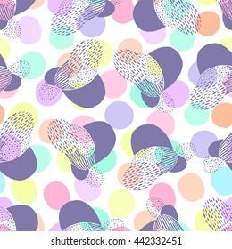 Abstract seamless pattern with hand drawn textures. Vector background.