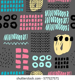 Abstract seamless pattern with hand drawn textures.