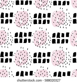 Abstract seamless pattern with hand drawn textures.