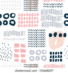 Abstract seamless pattern with hand drawn textures.