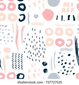 Abstract seamless pattern with hand drawn textures.