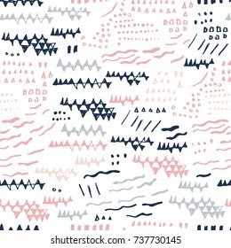 Abstract seamless pattern with hand drawn textures.