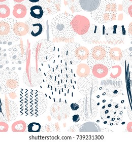 Abstract seamless pattern with hand drawn textures.