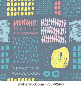 Abstract seamless pattern with hand drawn textures.