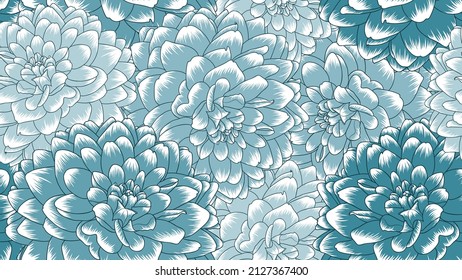 Abstract Seamless Pattern With Hand-drawn Chrysanthemum Flowers. Pattern For Creating Packaging, Wallpaper, Fabric.