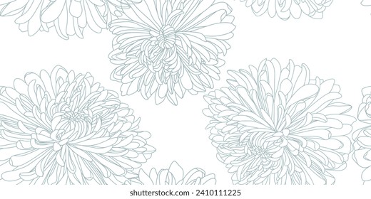 Resumen de un patrón impecable con flores de crisantemo dibujadas a mano. Patrón para la creación de empaque, papel pintado, tela.