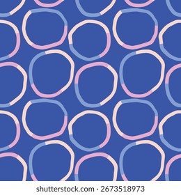 Abstract Seamless Pattern with Hand-Drawn Multicolored Circles. Simple and Playful Texture with Cute Circles. Colorful Organic Shapes Background
