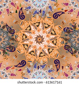 Abstract seamless pattern with handmade doodle. Background from mandala can be used for wallpaper, pattern fills, web page background, surface textures.