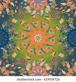 Abstract seamless pattern with handmade doodle. Background from mandala can be used for wallpaper, pattern fills, web page background, surface textures.