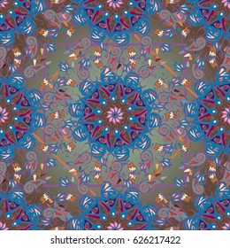 Abstract seamless pattern with handmade doodle. Background from mandala can be used for wallpaper, pattern fills, web page background, surface textures.