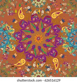 Abstract seamless pattern with handmade doodle. Background from mandala can be used for wallpaper, pattern fills, web page background, surface textures.