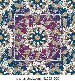 Abstract seamless pattern with handmade doodle. Background from mandala can be used for wallpaper, pattern fills, web page background, surface textures.