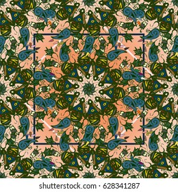 Abstract seamless pattern with handmade doodle. Background from mandala can be used for wallpaper, pattern fills, web page background, surface textures.