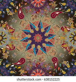 Abstract seamless pattern with handmade doodle. Background from mandala can be used for wallpaper, pattern fills, web page background, surface textures.