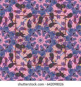 Abstract seamless pattern with handmade doodle. Background from mandala can be used for wallpaper, pattern fills, web page background, surface textures.
