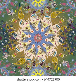Abstract seamless pattern with handmade doodle. Background from mandala can be used for wallpaper, pattern fills, web page background, surface textures.