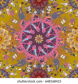 Abstract seamless pattern with handmade doodle. Background from mandala can be used for wallpaper, pattern fills, web page background, surface textures.