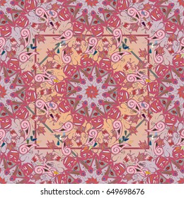 Abstract seamless pattern with handmade doodle. Background from mandala can be used for wallpaper, pattern fills, web page background, surface textures.