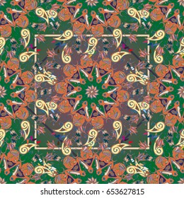 Abstract seamless pattern with handmade doodle. Background from mandala can be used for wallpaper, pattern fills, web page background, surface textures.