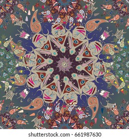 Abstract seamless pattern with handmade doodle. Background from mandala can be used for wallpaper, pattern fills, web page background, surface textures.