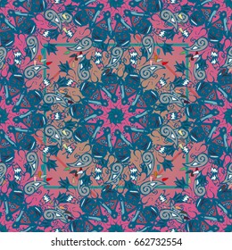 Abstract seamless pattern with handmade doodle. Background from mandala can be used for wallpaper, pattern fills, web page background, surface textures.