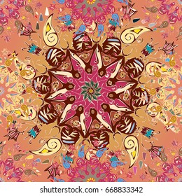 Abstract seamless pattern with handmade doodle. Background from mandala can be used for wallpaper, pattern fills, web page background, surface textures.