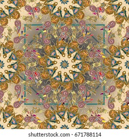 Abstract seamless pattern with handmade doodle. Background from mandala can be used for wallpaper, pattern fills, web page background, surface textures.