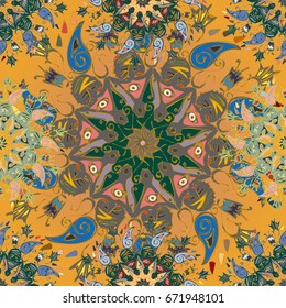 Abstract seamless pattern with handmade doodle. Background from mandala can be used for wallpaper, pattern fills, web page background, surface textures.
