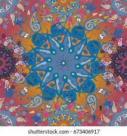 Abstract seamless pattern with handmade doodle. Background from mandala can be used for wallpaper, pattern fills, web page background, surface textures.
