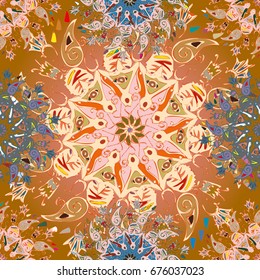 Abstract seamless pattern with handmade doodle. Background from mandala can be used for wallpaper, pattern fills, web page background, surface textures.