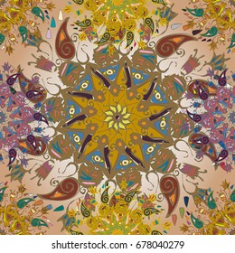 Abstract seamless pattern with handmade doodle. Background from mandala can be used for wallpaper, pattern fills, web page background, surface textures.